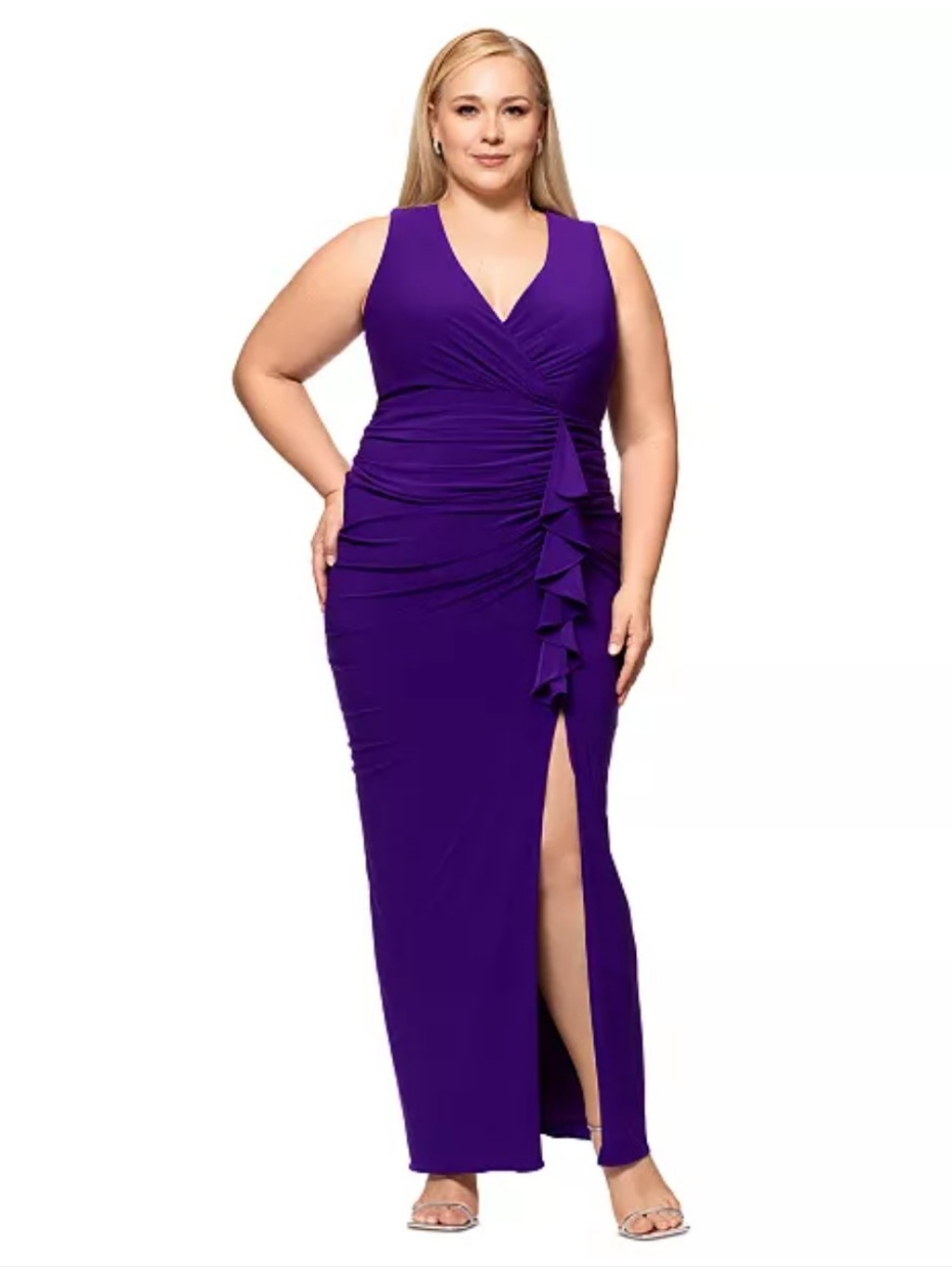 Nwt Betsy & Adam Purple Ruched Evening Gown Plus Size 16w Formal Dress $209